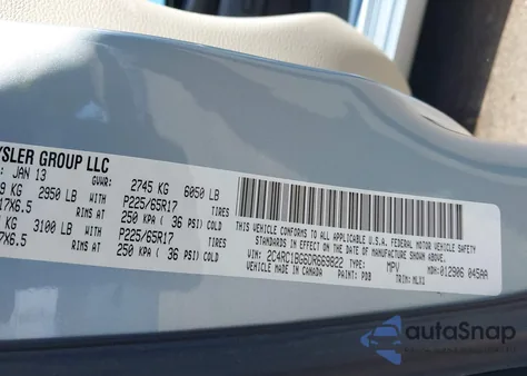 2013 Chrysler Town & Country Touring из США, поврежденный, VIN 2C4RC1BG6DR669822